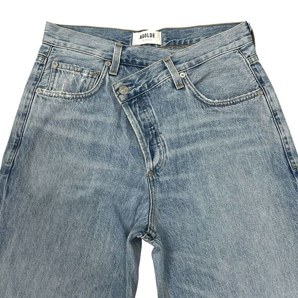 AGOLDE Criss Cross Crossover Suburbia High Rise Denim Straight Leg Jeans Size 25 - Picture 8 of 12